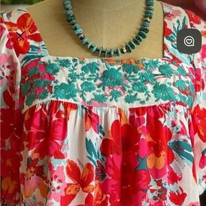 Savanna Jane Floral Blouse - Red, Pink, and Blue